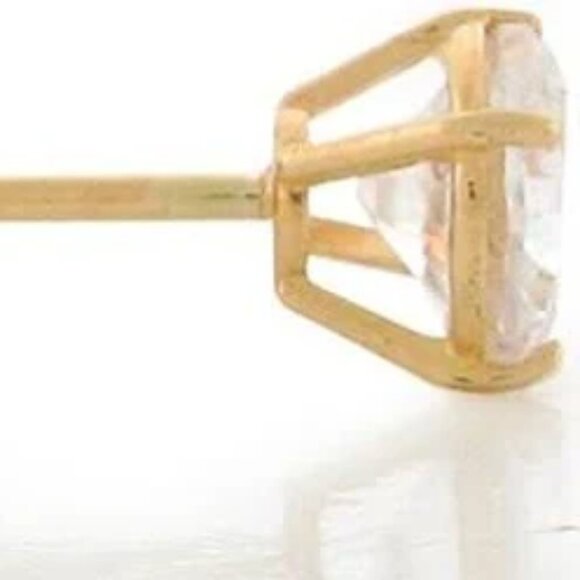 10k Solid Gold 5mm Cubic Zirconia Stud Earrings New - Picture 2 of 5